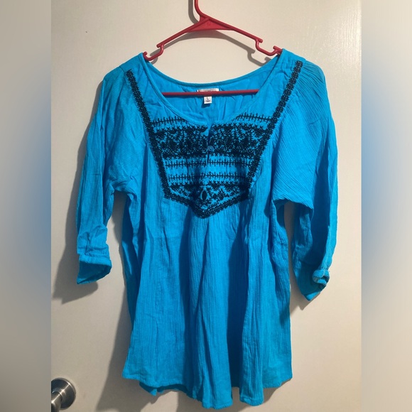 Rebecca Malone Blue Embroidered Women's Top - Picture 1 of 4
